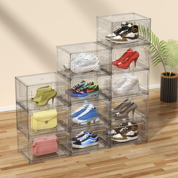 12 Stuks - Premium schoenenbox - Schoenen doos - Transparante Stapelbaar & Universeel