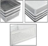 6 Stuks plastic mandjes A4 formaat, Zwart,Wit en Grijs Opbergmandje