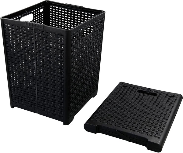 Online Europe, 2 opvouwbare Wasmand, 42L, Zwart,  33 x 33 x 44cm