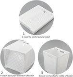 2 Opvouwbare Wasmand, 42L, Wit, 33 x 33 x 44cm