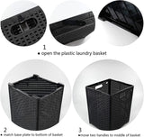 Online Europe, 2 opvouwbare Wasmand, 42L, Zwart,  33 x 33 x 44cm