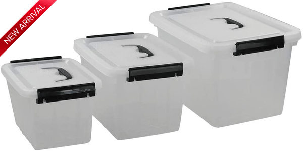 Set van 3 opslagbakken/Opbergbakken met deksel, 3 maten 14L, 8.3L, 4.5L