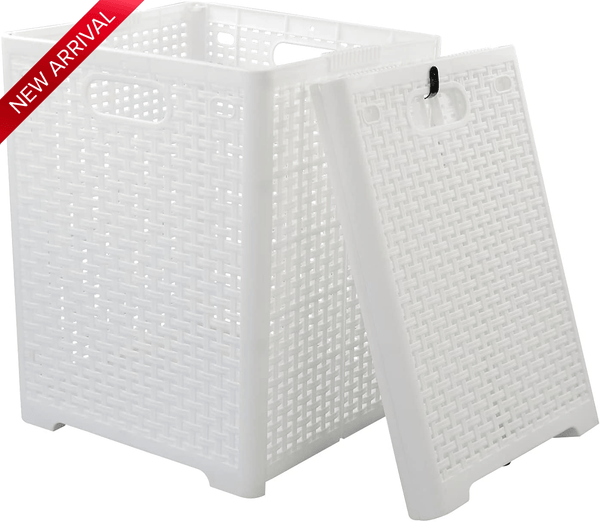 2 Opvouwbare Wasmand, 42L, Wit, 33 x 33 x 44cm